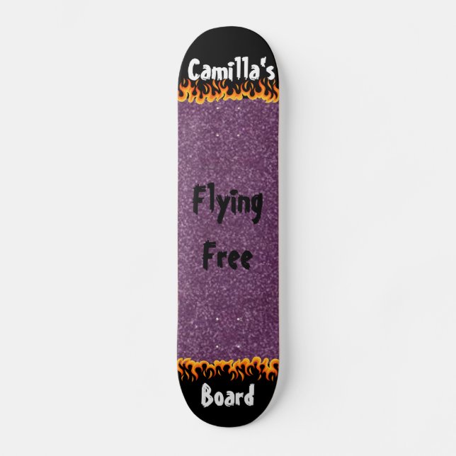 Shiny Purple Simulated Glitter Girly  Skateboard (Front)
