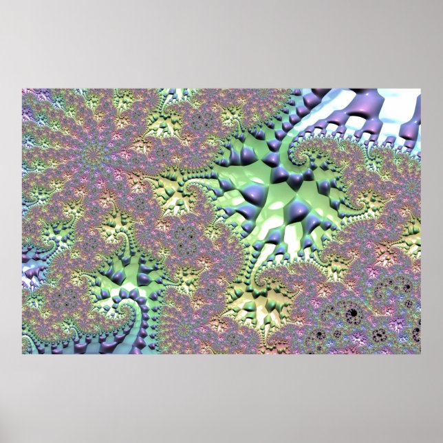 Shiny Rainbow Fractal Poster (Front)