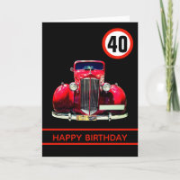 Shiny Red Car Happy 40th Birthday