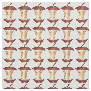 Shiny Red Delicious Apples Apple Core Fruit Print Fabric