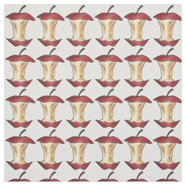 Shiny Red Delicious Apples Apple Core Fruit Print Fabric (Swatch)