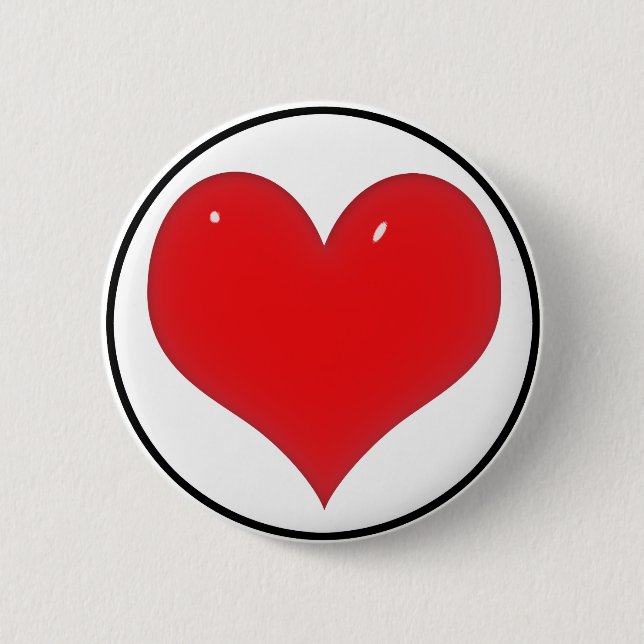 Shiny Red Heart 2 Inch Round Button (Front)