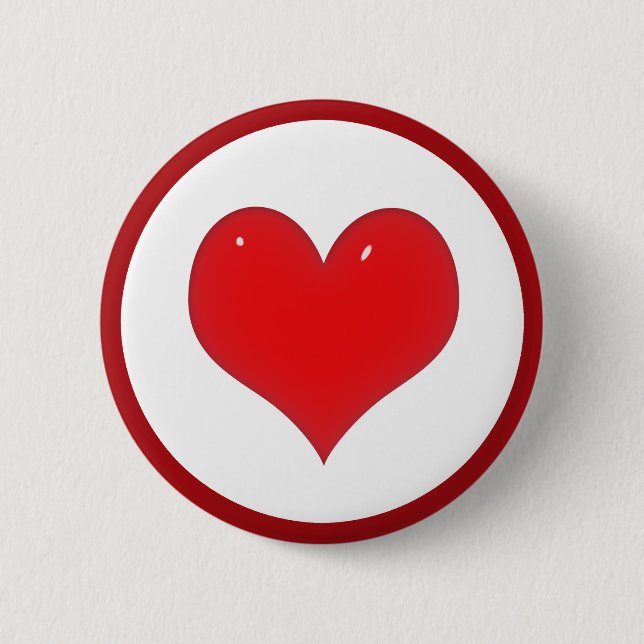 Shiny Red Heart (Add Your Text) 2 Inch Round Button (Front)