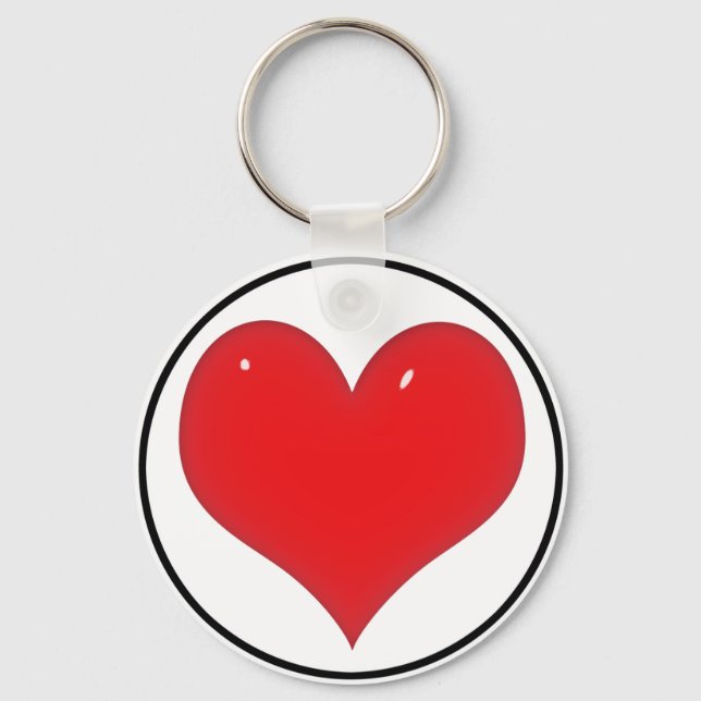 Shiny Red Heart (Add Your Text) Keychain (Front)