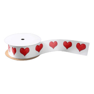 Shiny Red Heart Valentine's Day  Satin Ribbon