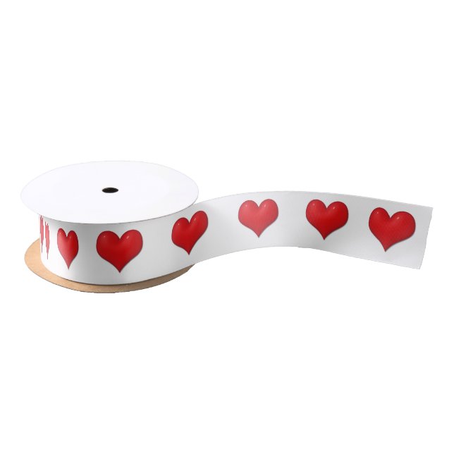 Shiny Red Heart Valentine's Day  Satin Ribbon (Spool)