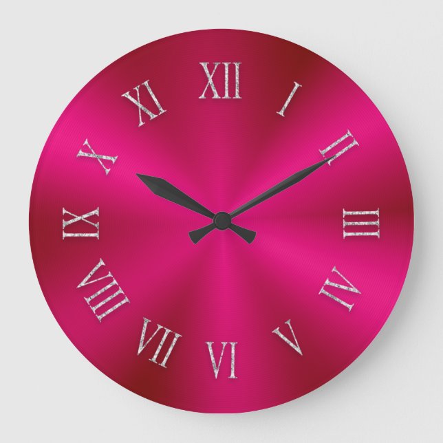 Shiny Red Metallic Clock with Roman Numbers (Front)