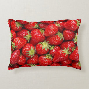 Shiny Red Strawberries Decorative Pillow
