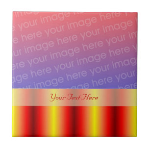 Shiny Red Yellow Stripes Your Photo Tile