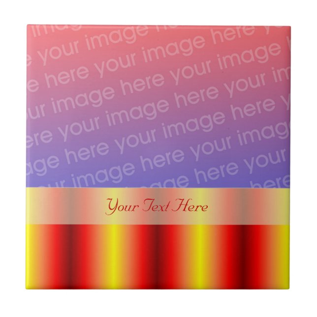 Shiny Red Yellow Stripes Your Photo Tile (Front)