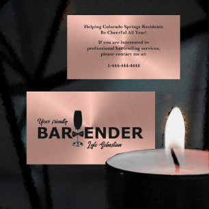 Shiny Rose Gold Event Bartender Carte de visite
