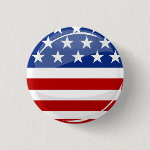 Shiny Round American Flag 1 Inch Round Button
