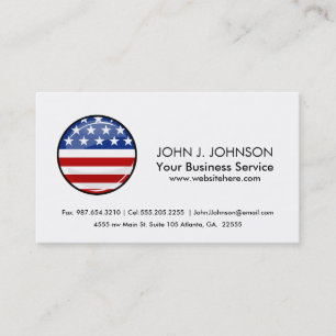 Shiny Round American Flag Business Card