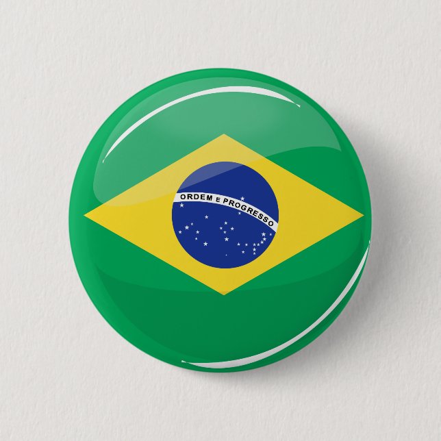 Shiny Round Brazilian Flag 2 Inch Round Button (Front)