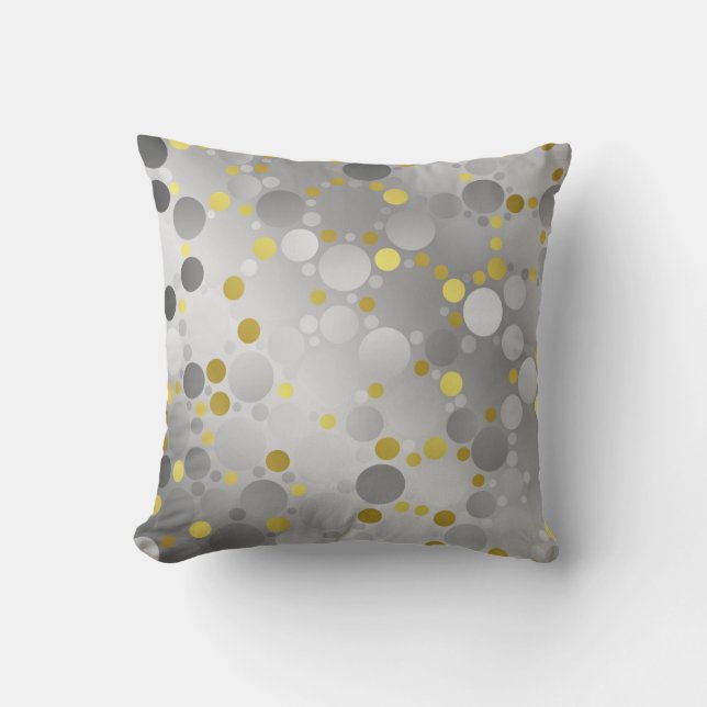 shiny, round, circles, dots, metal, colorful, blob throw pillow (Front)