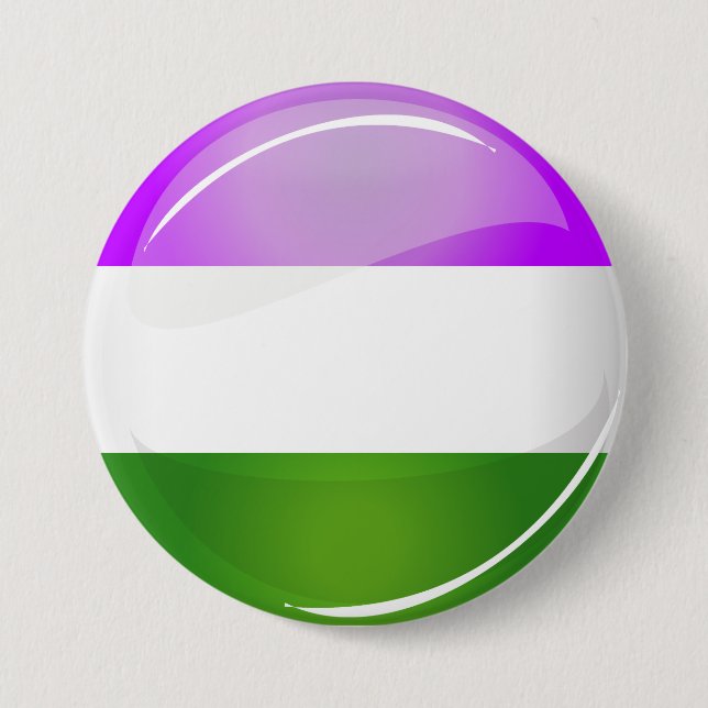 Shiny Round Genderqueer Flag 3 Inch Round Button (Front)