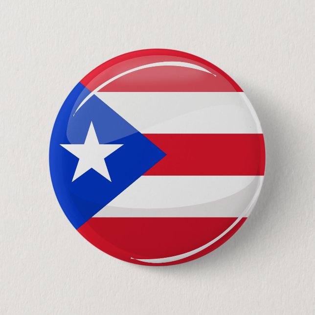 Shiny Round Puerto Rican Flag 2 Inch Round Button (Front)