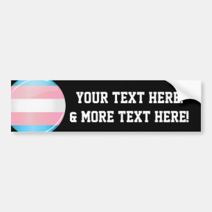 Shiny Round Transgender Pride Flag Bumper Sticker