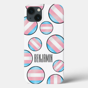 Shiny Round Transgender Pride Flag iPhone 13 Case