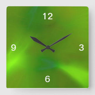 Shiny Shimmering Lime Green Square Wall Clock