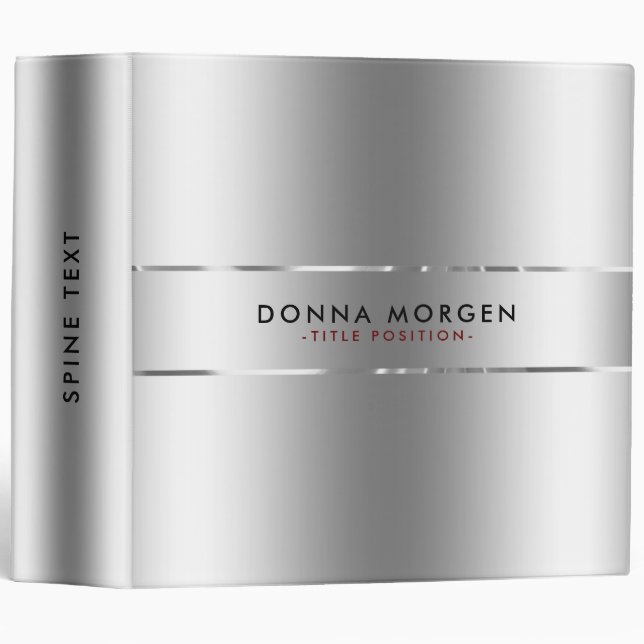 Shiny Silver-Grey Faux Stainless Steel Binder (Front/Spine)