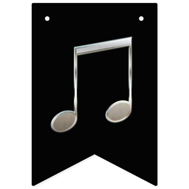 Shiny Silver Music Notation Beamed Whole Notes Bunting Flags (First Flag)