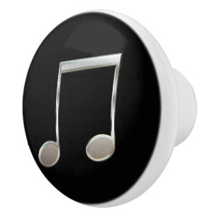 Shiny Silver Music Notation Beamed Whole Notes Ceramic Knob