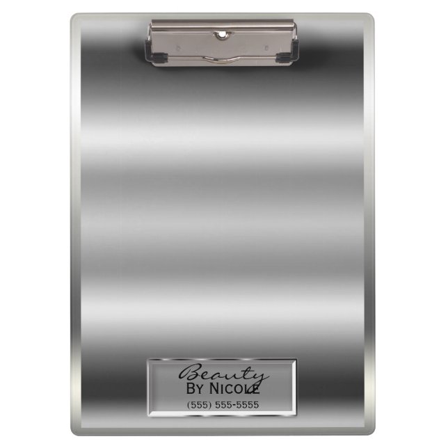 Shiny Silver Shine Elegant Chic Glam Personalized Clipboard (Front)