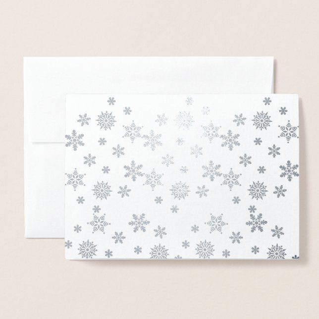 Shiny Silver Snowflakes Foil Card (Front With Envelope)