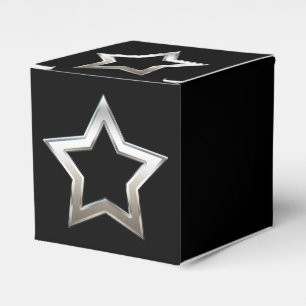 Shiny Silver Star Shape Outline Digital Design Favor Box