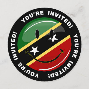 Shiny Smiling St. Kitts and Nevis Flag Invitation