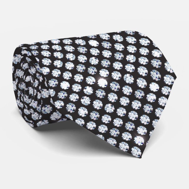 Shiny Sparking Diamond On Black Background Tie (Rolled)