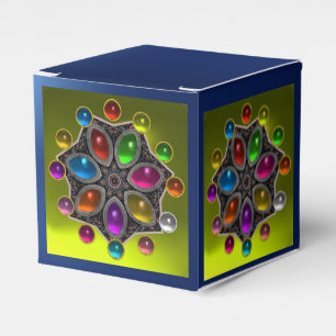 SHINY STAR, COLORFUL GEMSTONES Gold Yellow Blue Favor Box