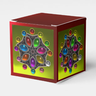 SHINY STAR,COLORFUL GEMSTONES Gold Yellow Red Ruby Favor Box