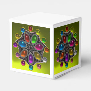 SHINY STAR WITH COLORFUL GEMSTONES Gold Yellow Favor Box