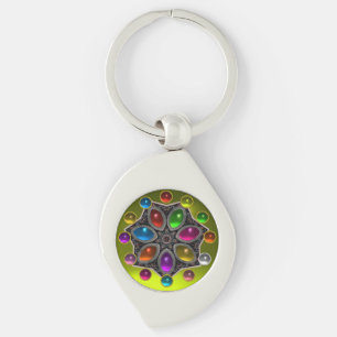 SHINY STAR WITH COLORFUL GEMSTONES Gold Yellow Keychain
