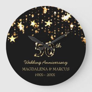 Shiny Stars And Numbers Large Clock