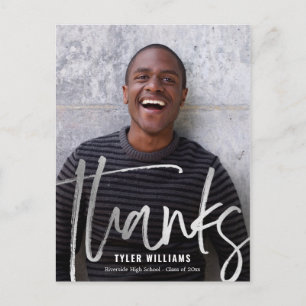 Shiny Strokes Modern Graduation Thank You Postcard