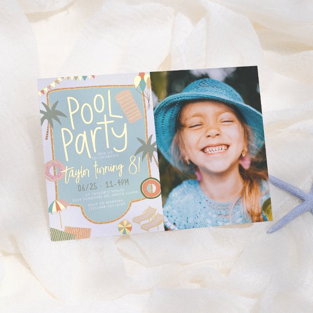  Shiny Summer Cute Pool Party Photo Girl Birthday (Creator Uploaded)