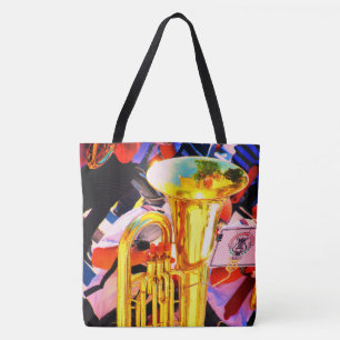Shiny Tenor Tuba Brass Marching Band Music Tote Bag