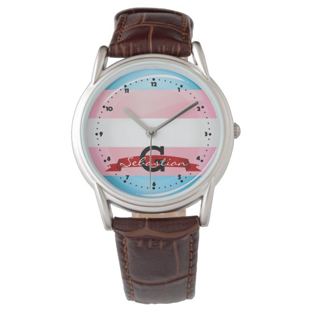 Shiny Transgender Pride Flag Watch (Front)