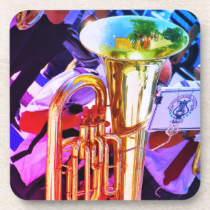 Shiny Tuba Slanted Perspective Brass Band Coaster