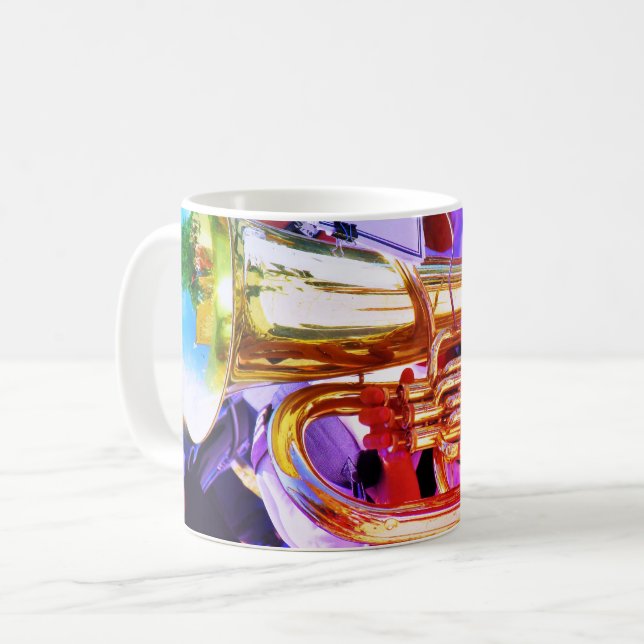 Shiny Tuba Slanted Perspective Brass Band Coffee Mug (Front Left)