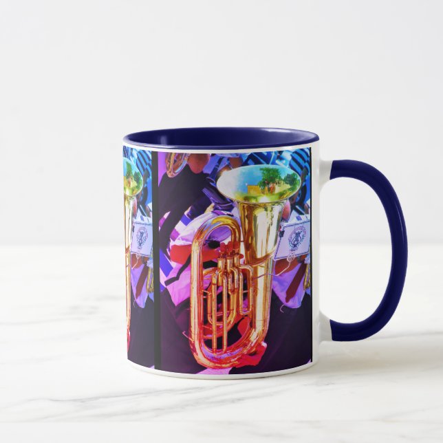 Shiny Tuba Slanted Perspective Brass Band Mug (Right)