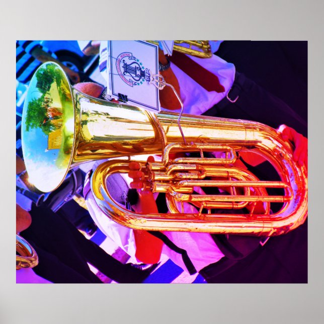Shiny Tuba Slanted Perspective Brass Band Poster (Front)