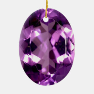 Shiny violet Amethyst gem February birthstone Ceramic Ornament