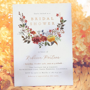 Shiny Watercolor Wildflowers Fall Bridal Shower