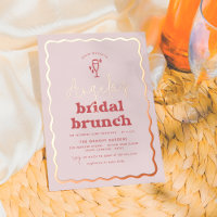 Shiny Wavy Retro Pink & Red Groovy Bridal Brunch