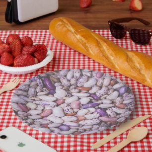 Shiny white and purple cool beans paper plate