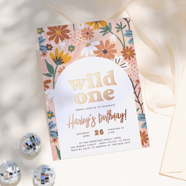 Shiny Wild One Retro Wildflower 1st Birthday Party (Creator Uploaded)